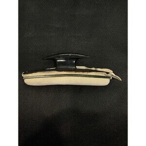 Vintage Black Real Ebony Handle Nail Buffer With Pad Manicure 5 inches